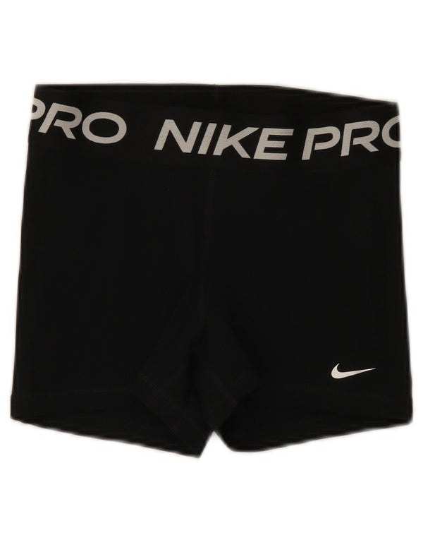Nike Dame Dri Fit grafiske sportsshorts UK 8 Small Black Polyester