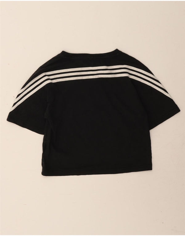 Adidas Womens Crop T-Shirt Top UK 14 Medium Black Cotton