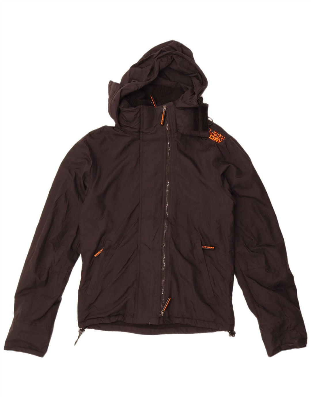 Superdry Windbreaker-jakke med hætte til mænd UK 36 Lille sort nylon