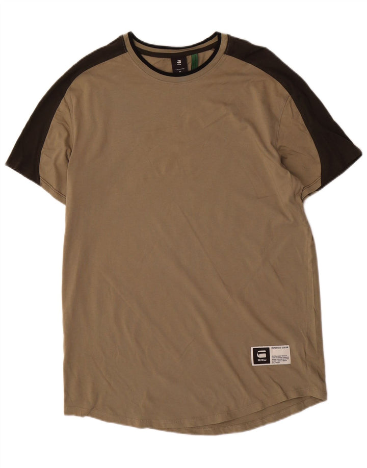 G-Star Herre T-Shirt Top Medium Khaki Colourblock Bomuld