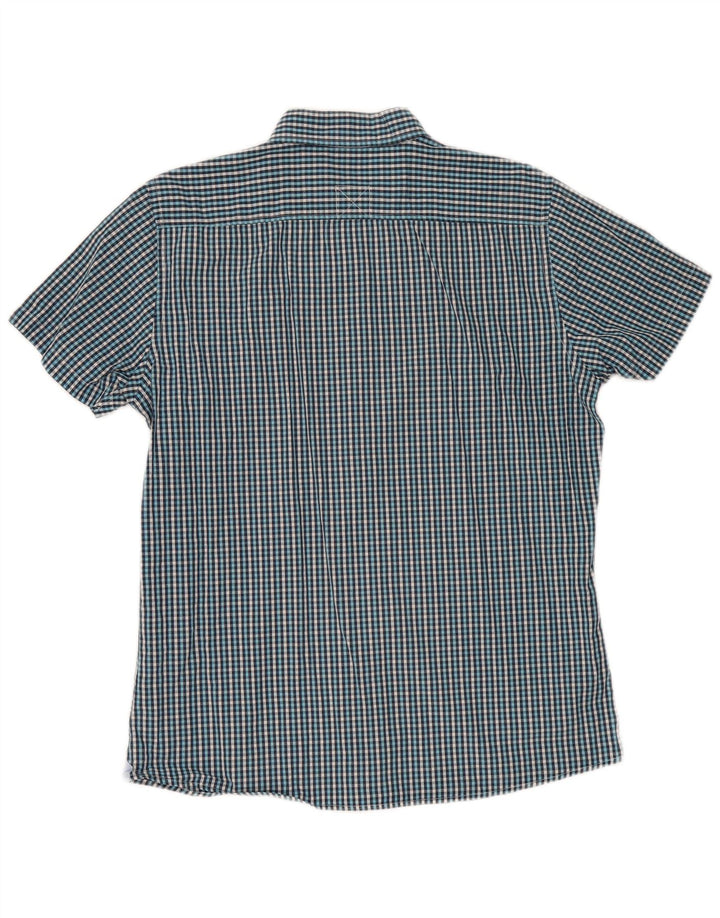 Conte of Florence Kortærmet Herreskjorte Stor Blå Gingham