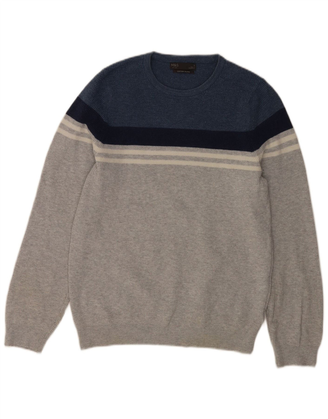 Marks & Spencer Herre sweater med rund hals, lille grå farveblok