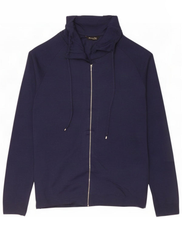 Massimo Dutti Womens Tracksuit Top Jacket UK 10 Small Navy Blue Lyocell