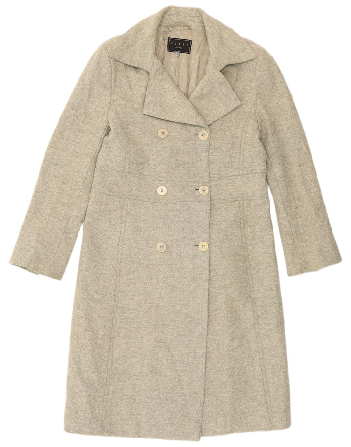 Coast Dame Dobbeltradet Frakke UK 14 Large Grey Virgin Wool