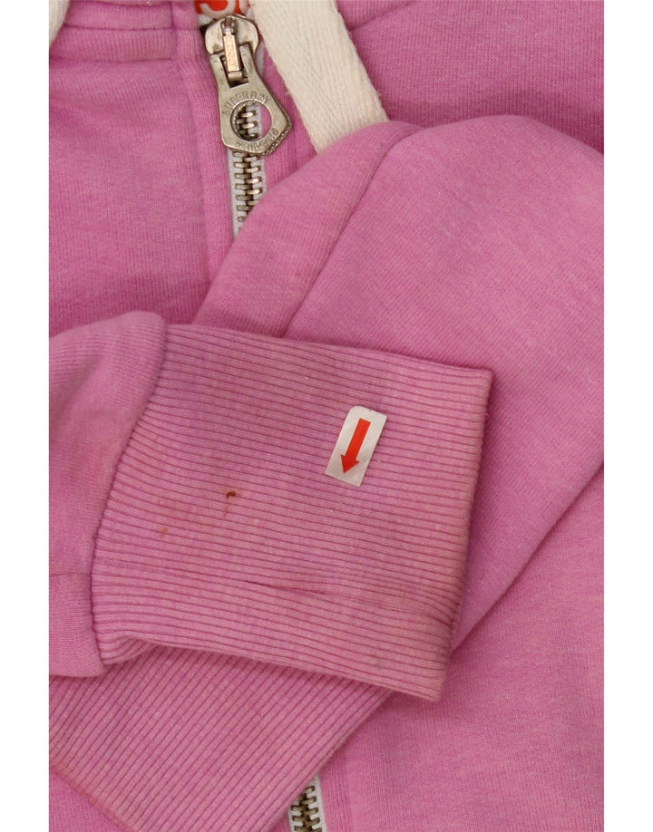 SUPERDRY Womens Zip Hoodie Sweater UK 10 Small Pink Polyester Vintage Superdry and Second-Hand Superdry from Messina Hembry 