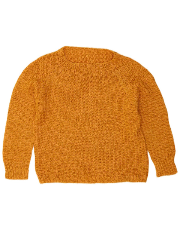 Vintage Dame Boat Neck Jumper Sweater UK 14 Medium Yellow