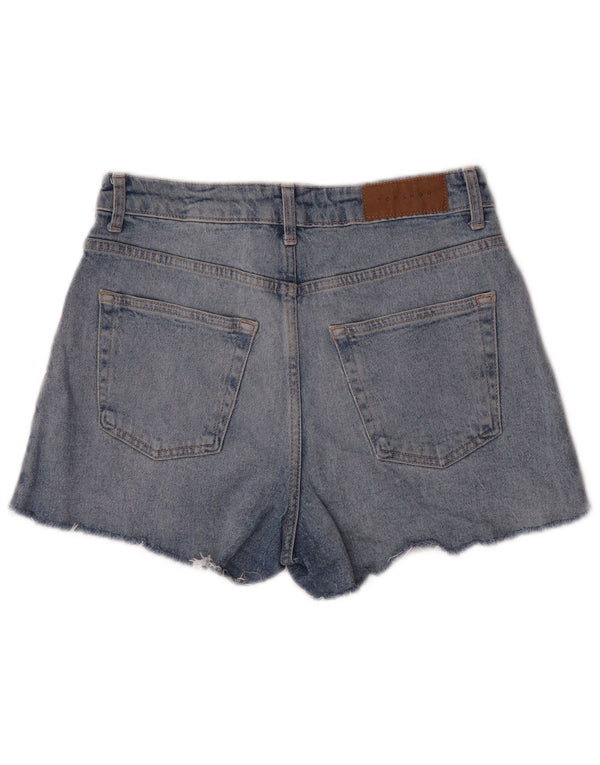 Topshop Dame Mom High Waist Denim Shorts UK 12 Medium W30 Blue