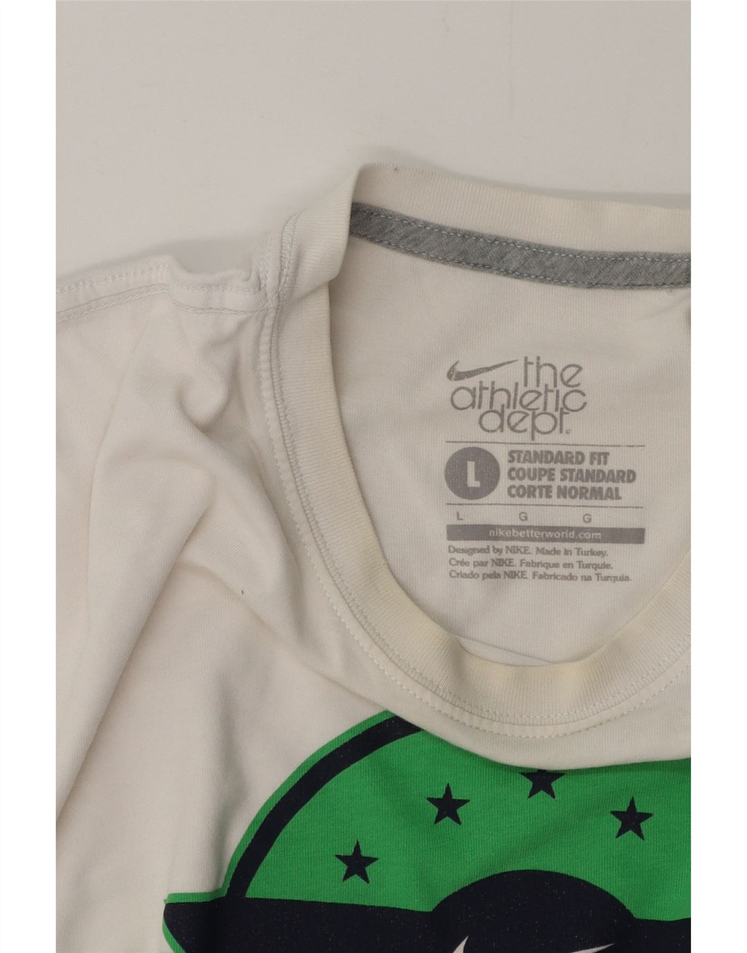 NIKE Herre Coupe Standard Standard Fit Grafisk T-Shirt Top Stor Hvid