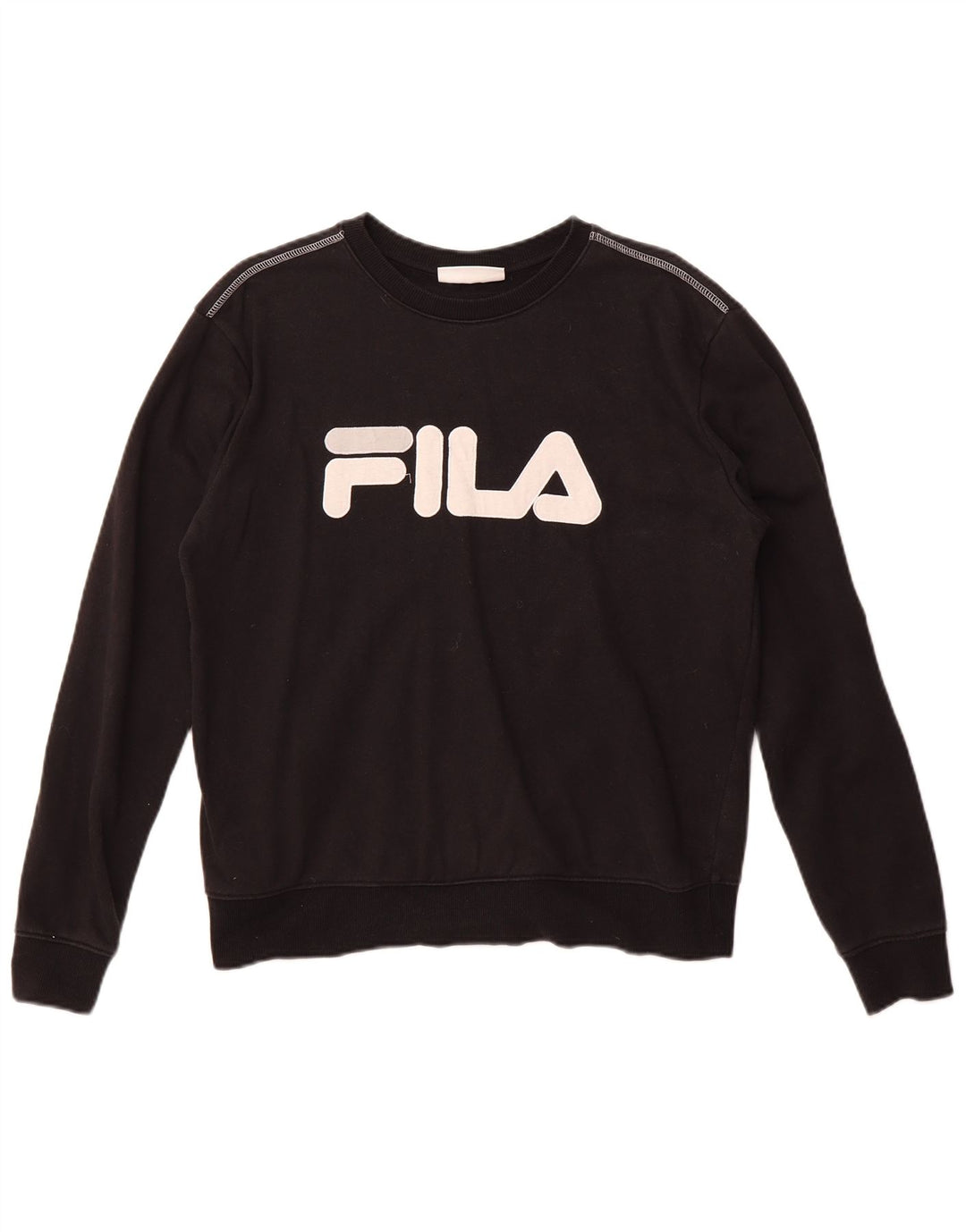 Fila Dame Grafisk Sweatshirt Jumper UK 16 Stor Sort Bomuld