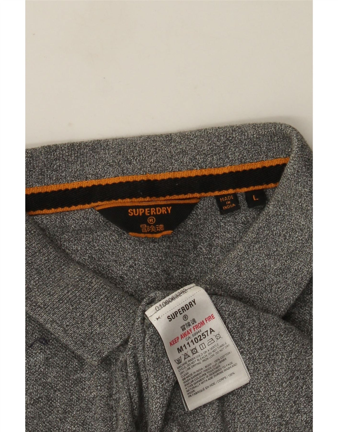 Superdry grafisk poloshirt til mænd, stor grå flækket bomuld