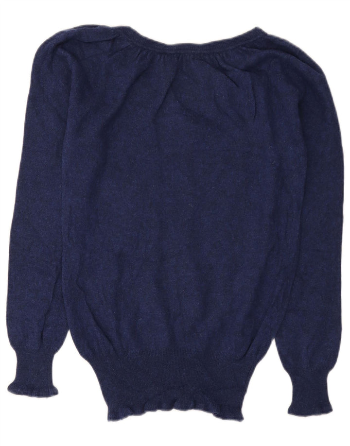 TRUSSARDI JEANS Dame Boat Neck Jumper Sweater UK 12 Medium Navy Blue