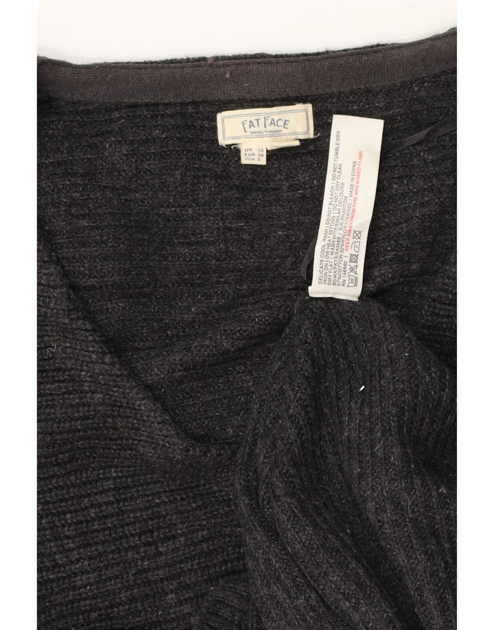 FAT FACE Dame Oversized V-hals sweater UK 10 Lille grå bomuld