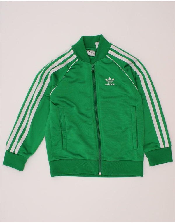 Adidas drenge hel træningsdragt 4-5 år grøn polyester
