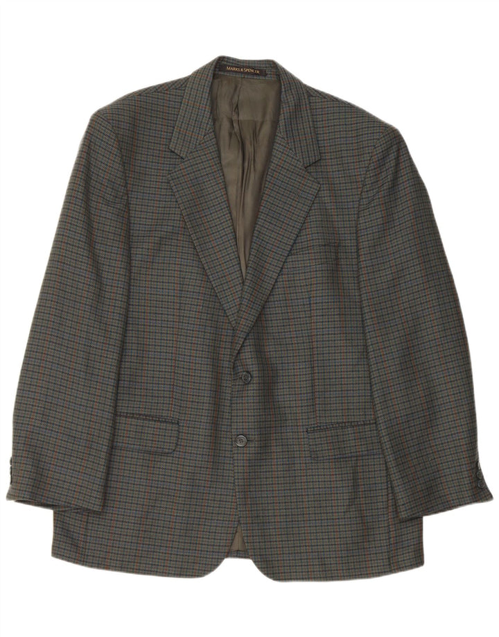 Marks & Spencer Herre 2-knaps blazerjakke UK 44 XL Grøn Houndstooth