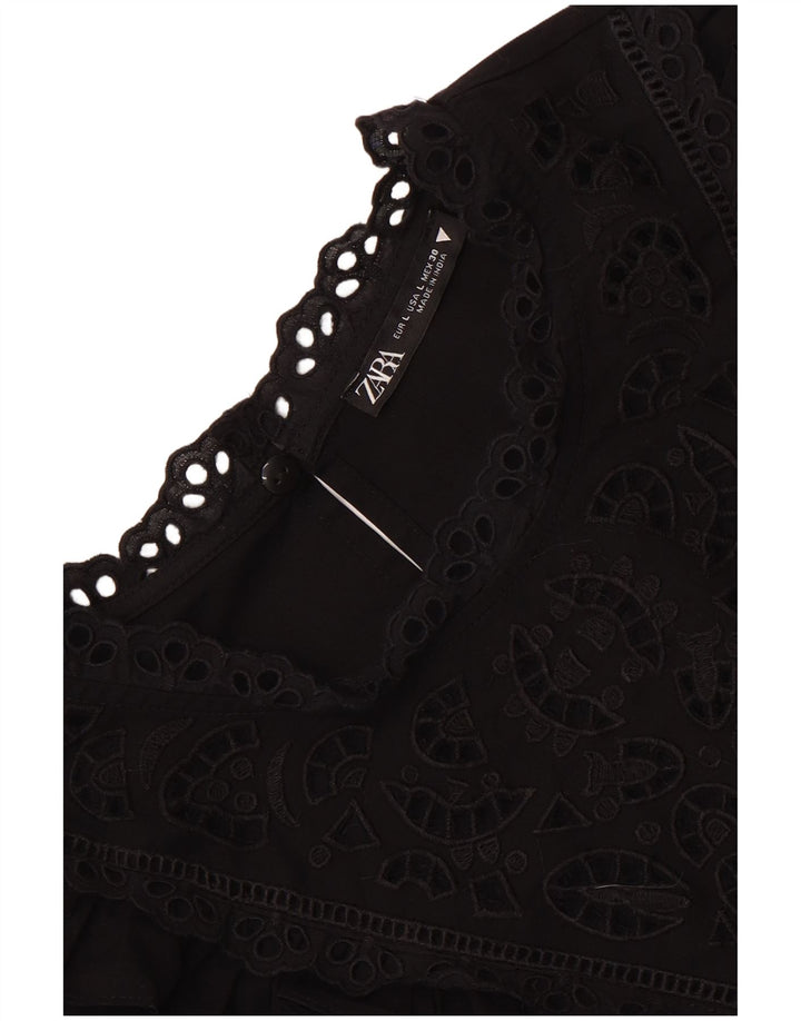 Zara Dame Langærmet Shift Dress UK 14 Large Black