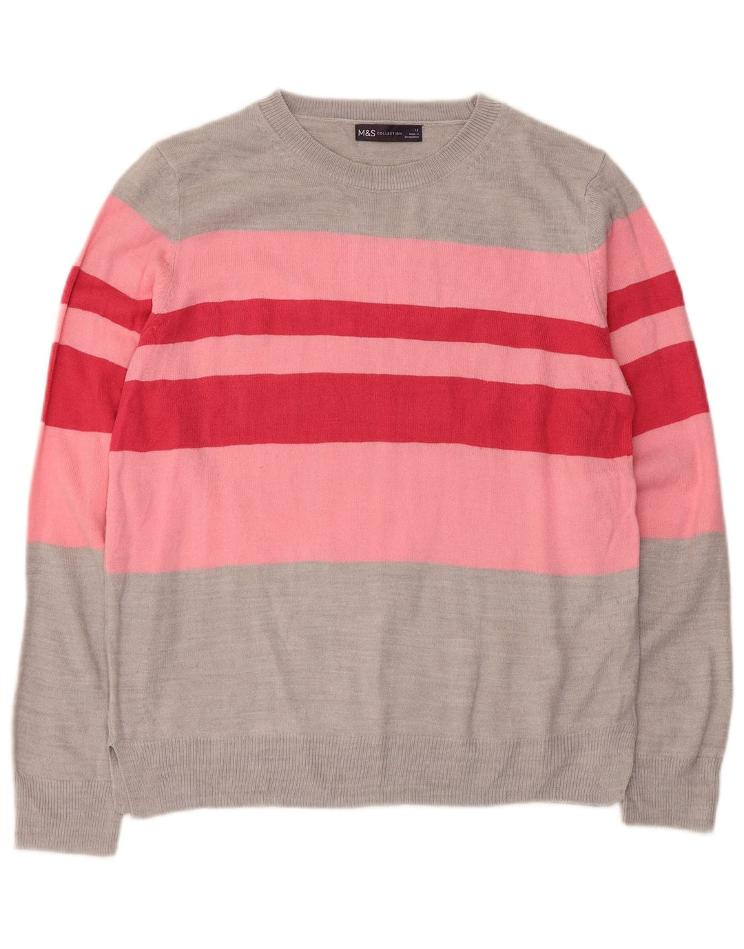 Marks & Spencer Dame Boat Neck Jumper Sweater UK 12 Medium Grey