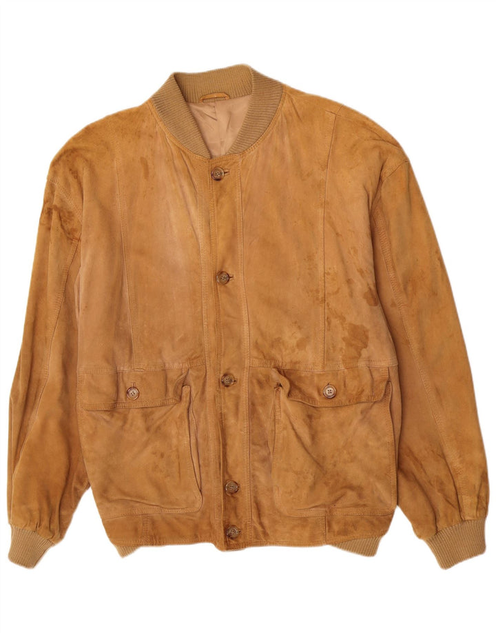 Vintage herre ruskind bomberjakke IT 54 2XL Brun Retro
