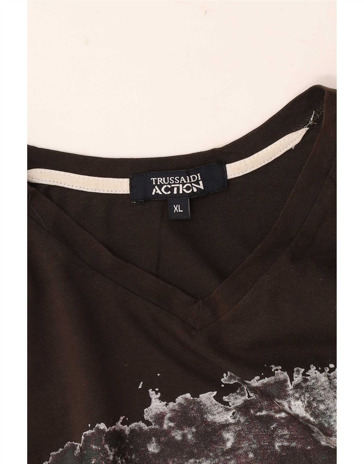 Trussardi Herre Grafisk T-Shirt Top XL Brun