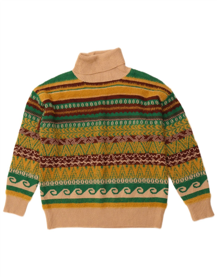 VINTAGE Herre rullehals sweater Stor flerfarvet Fair Isle