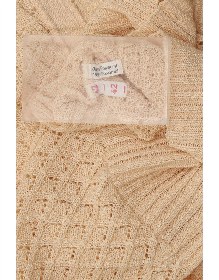 VINTAGE Dame Kortærmet V-hals sweater IT 42 Medium Off White