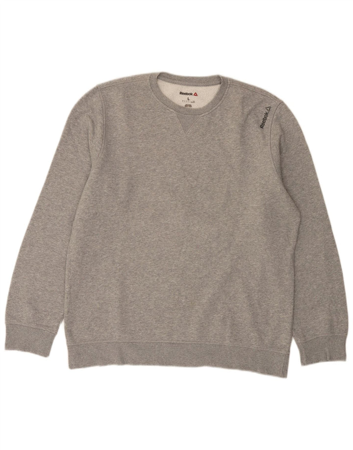 Reebok Sweatshirt til mænd, stor grå flækket bomuld