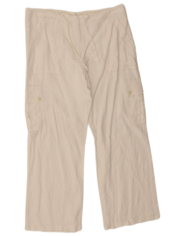 Vintage kvinders højtaljede Loose Fit Cargo-bukser W32 L27 Off White