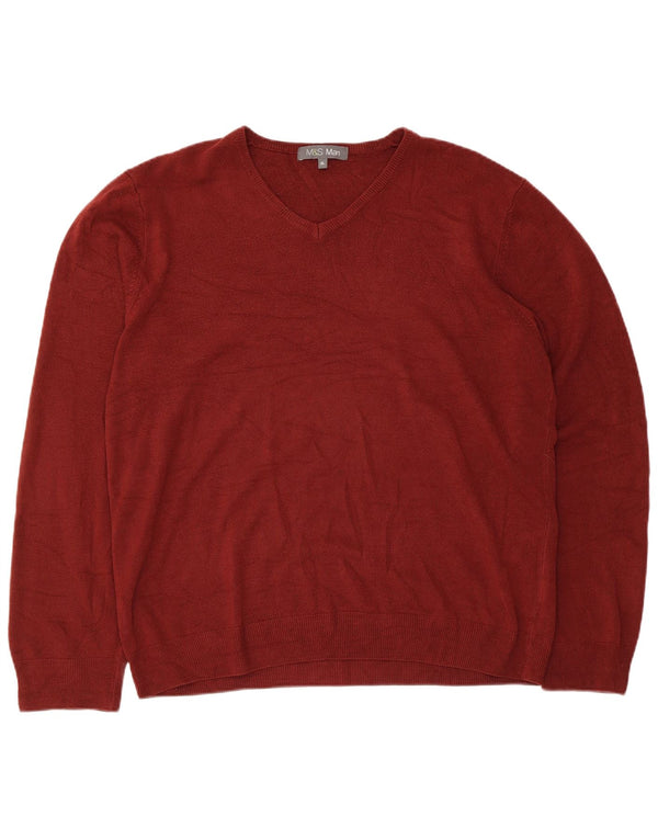 Marks & Spencer Herre V-hals sweater XL Bourgogne akryl