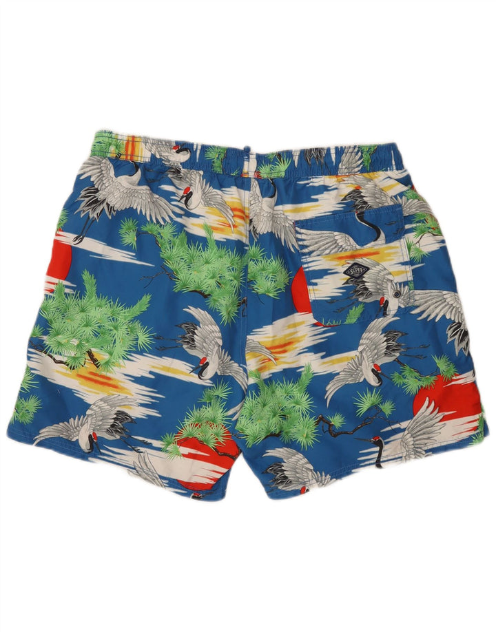 Superdry regulære badeshorts til mænd 2XL blå polyester Hawaiian