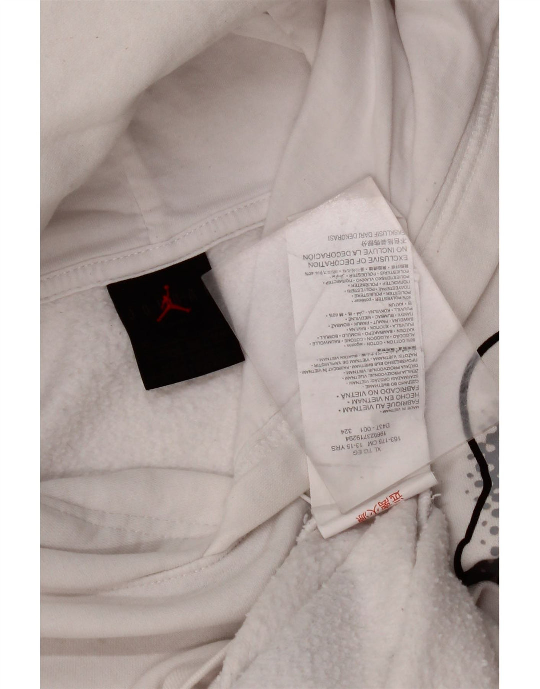 JORDAN Grafisk hættetrøje til drenge 13-14 år XL Hvid bomuld