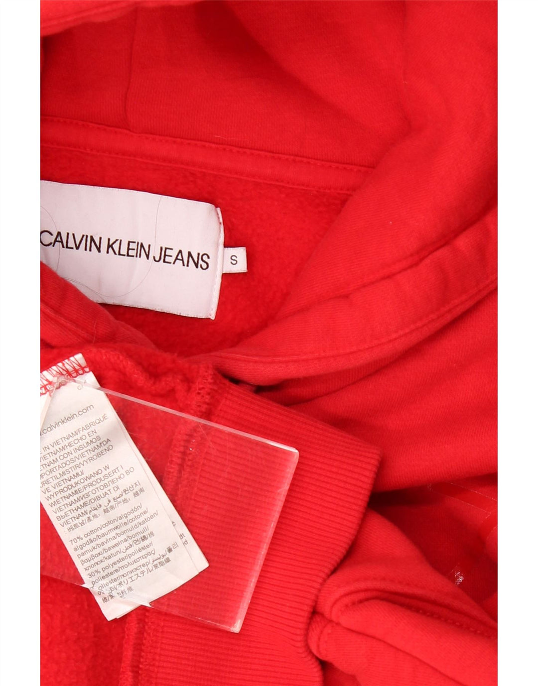 CALVIN KLEIN JEANS Oversized Crop hættetrøje til kvinder UK 10 Lille Rød