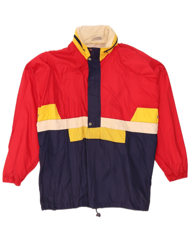 Vintage Herre Pullover Windbreaker Jacket EU 48/50 Medium Rød Colourblock