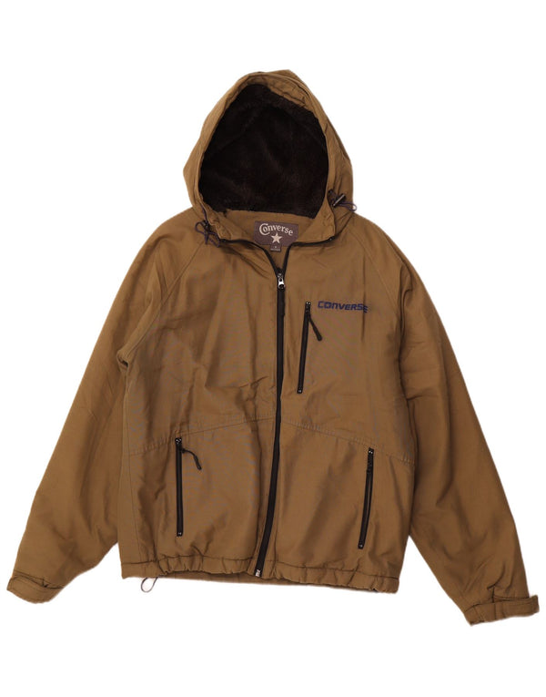 CONVERSE Vindjakke med hætte til mænd UK 36 Small Khaki Cotton