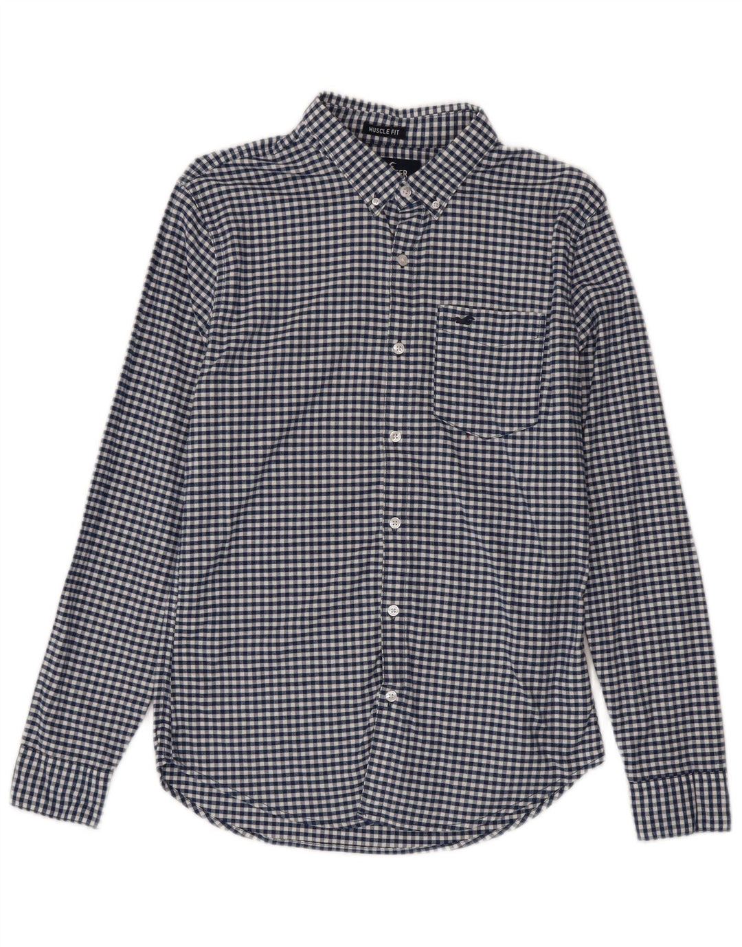 Hollister herreskjorte lille blå Gingham bomuld