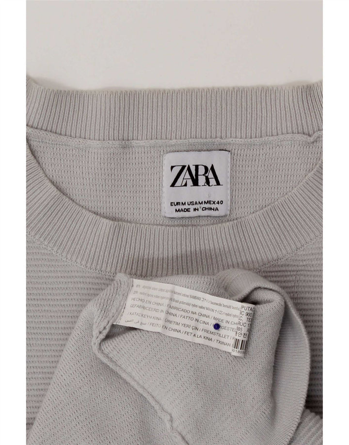 Zara Herre sweater med rund hals, mellemgrå bomuld