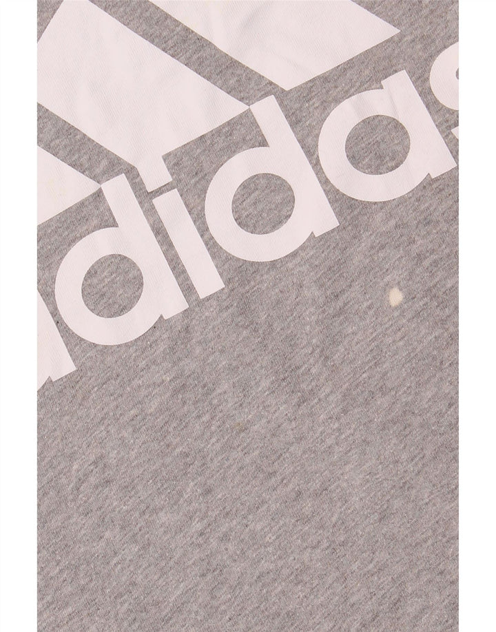 Adidas Dame Grafisk T-Shirt Top UK 12 Medium Grå Bomuld