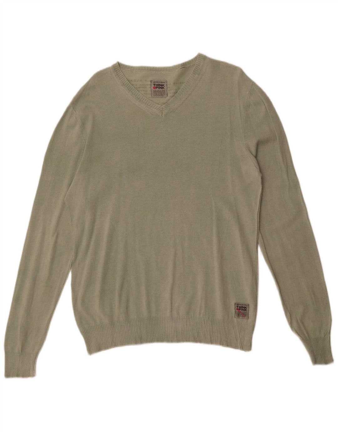 Tænk Pink Herre V-hals sweater Stor grøn bomuld