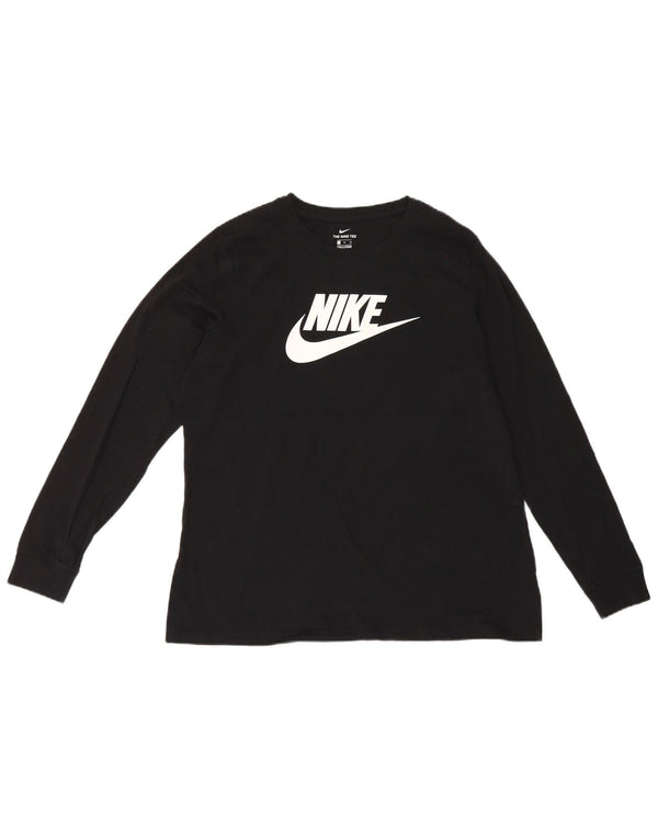 Nike Dame Grafisk Top Langærmet UK 18 XL Sort Bomuld
