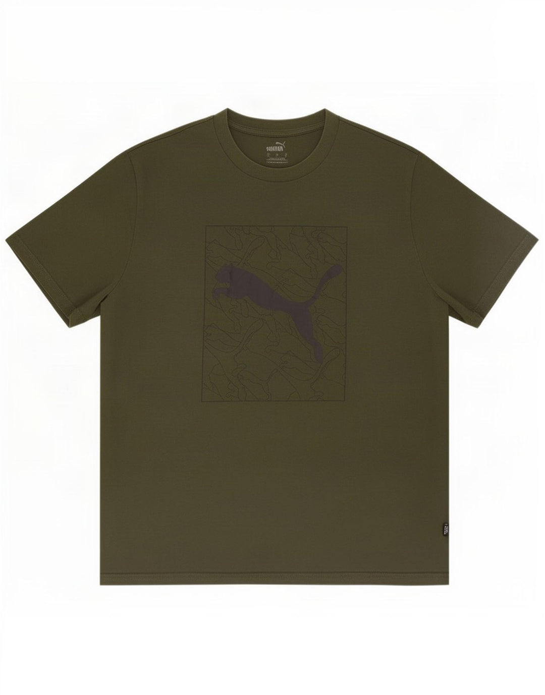 Puma Herre Grafisk T-Shirt Top Stor Khaki