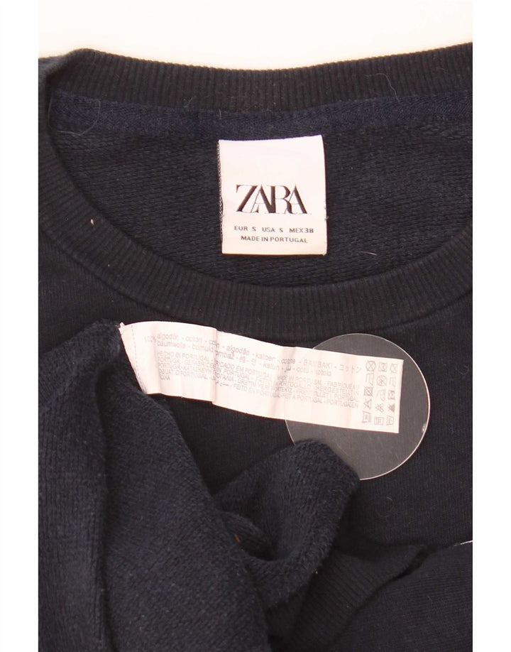 Zara Herre Grafisk Sweatshirt Jumper lille marineblå bomuld