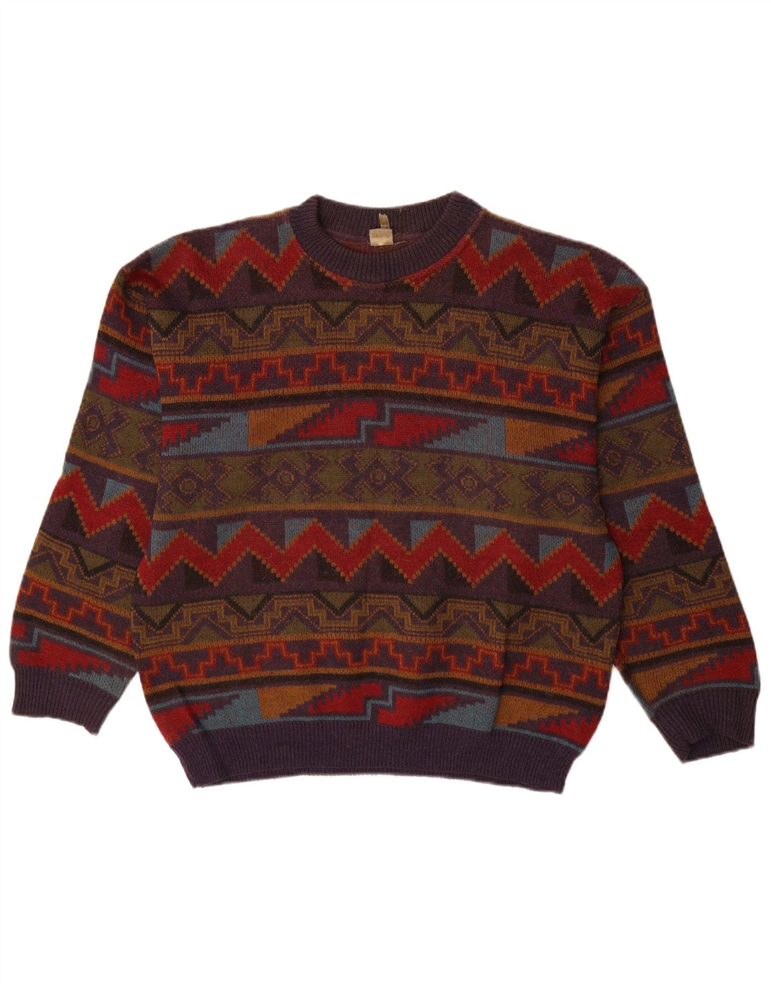 VINTAGE Herre sweater med rund hals IT 52/54 Stor flerfarvet
