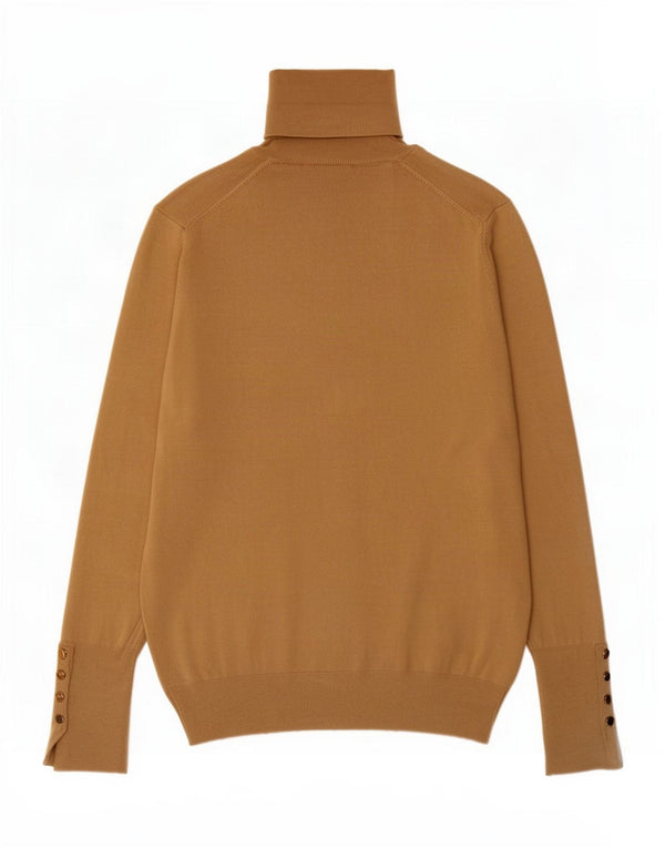 Zara Dame Roll Neck Jumper Sweater UK 12 Medium Beige Viscose