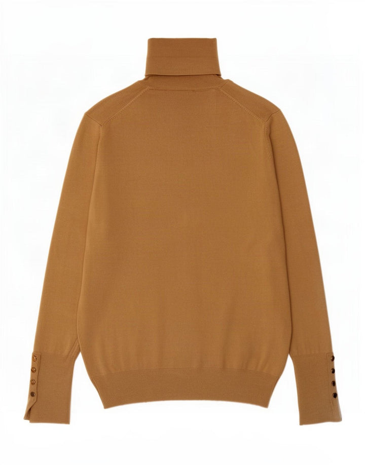 Zara Dame Roll Neck Jumper Sweater UK 12 Medium Beige Viscose