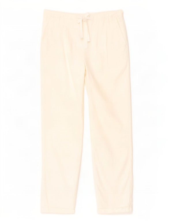 Marks & Spencer Womens Straight Casual Trousers UK 12 Medium W30 L27 White