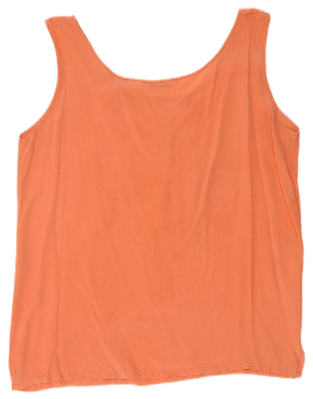 Vintage Dame ærmeløs bluse Top UK 16 Large Orange Silk