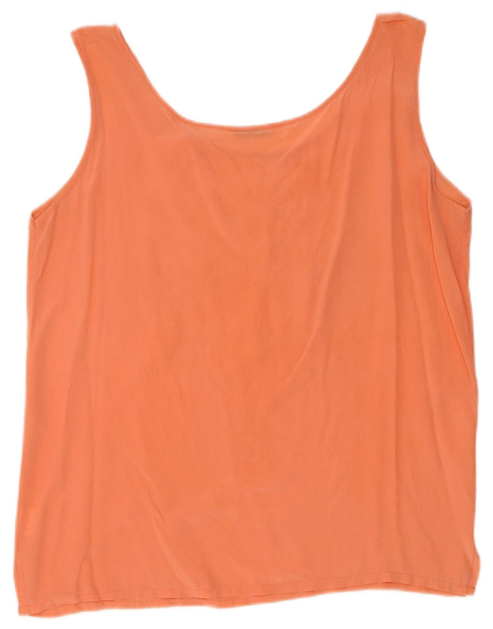 Vintage Dame ærmeløs bluse Top UK 16 Large Orange Silk