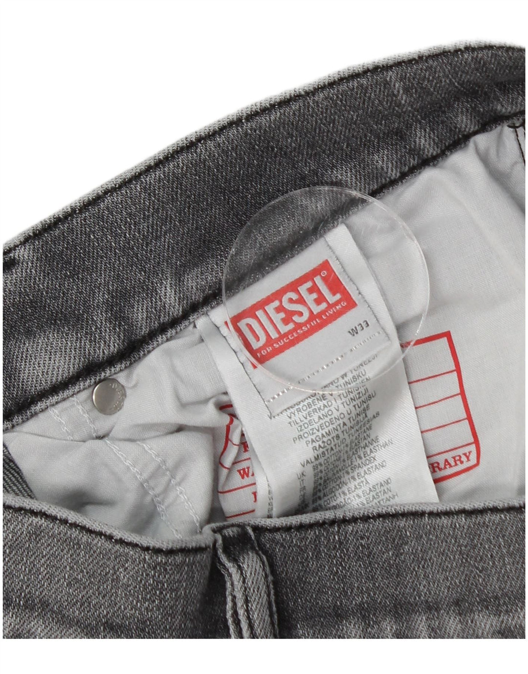 DIESEL Skinny Jeans til mænd W33 L30 Grå bomuld