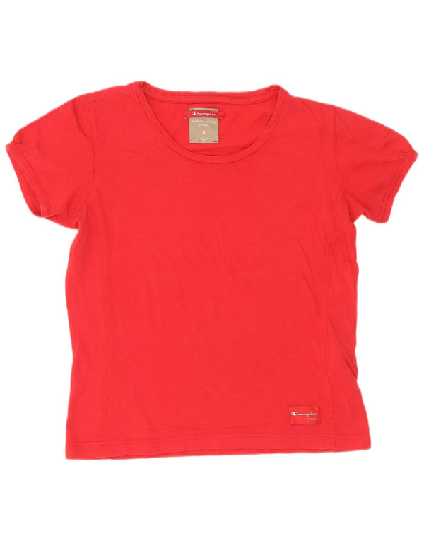 Champion Dame Easy Fit T-Shirt Top UK 12 Medium Rød Bomuld