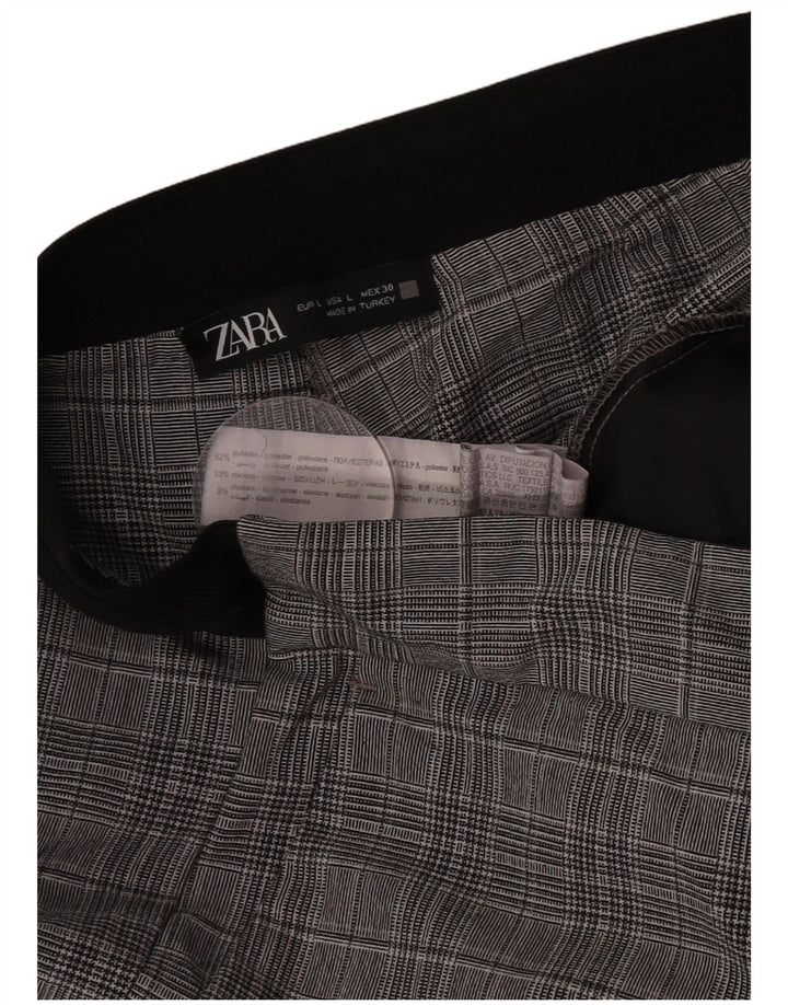 Zara bukser med lige jakkesæt til kvinder Large W32 L28 Grå ternet polyester