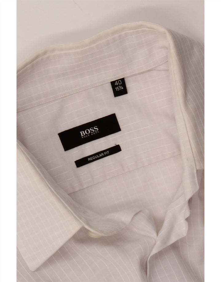 HUGO BOSS Herre Regular Fit skjorte str. 40 15 3/4 Medium White Gingham