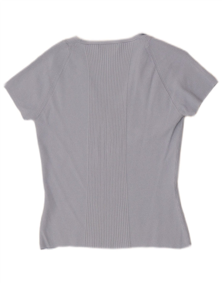 Marks & Spencer Dame Crop T-Shirt Top UK 14 Medium Blue Viscose